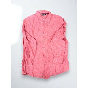 Cremeux Classics Men's Size XXL Pink Linen Button-Up Shirt